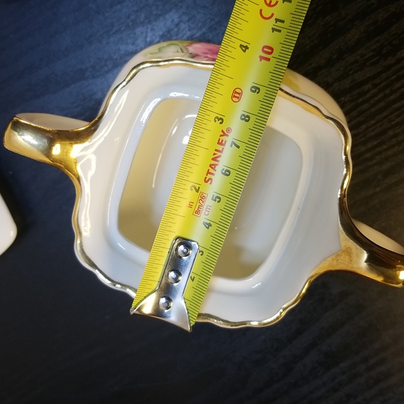 Gold trimmed Rose Creamer and Sugar - Picture 9 of 13